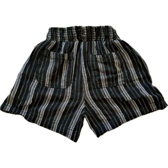 Briggs Women’s Shorts Black Striped Linen/Rayon Blend Elastic Waist Size S Boho - Picture 6 of 11